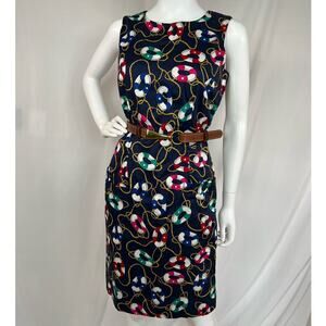 Vintage Talbots Cotton Sheath Dress Nautical Life Saver Novelty Print Size 10